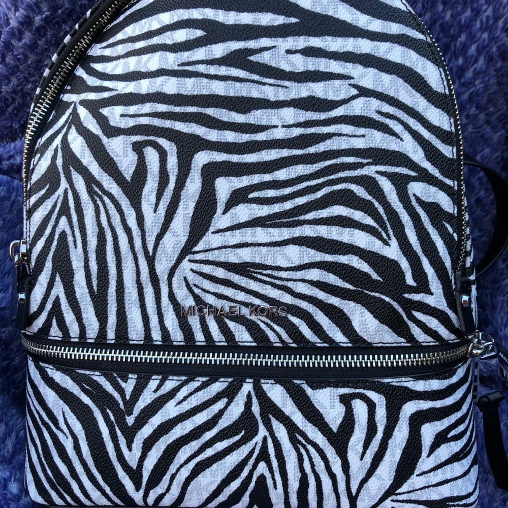 MK black and white backpack